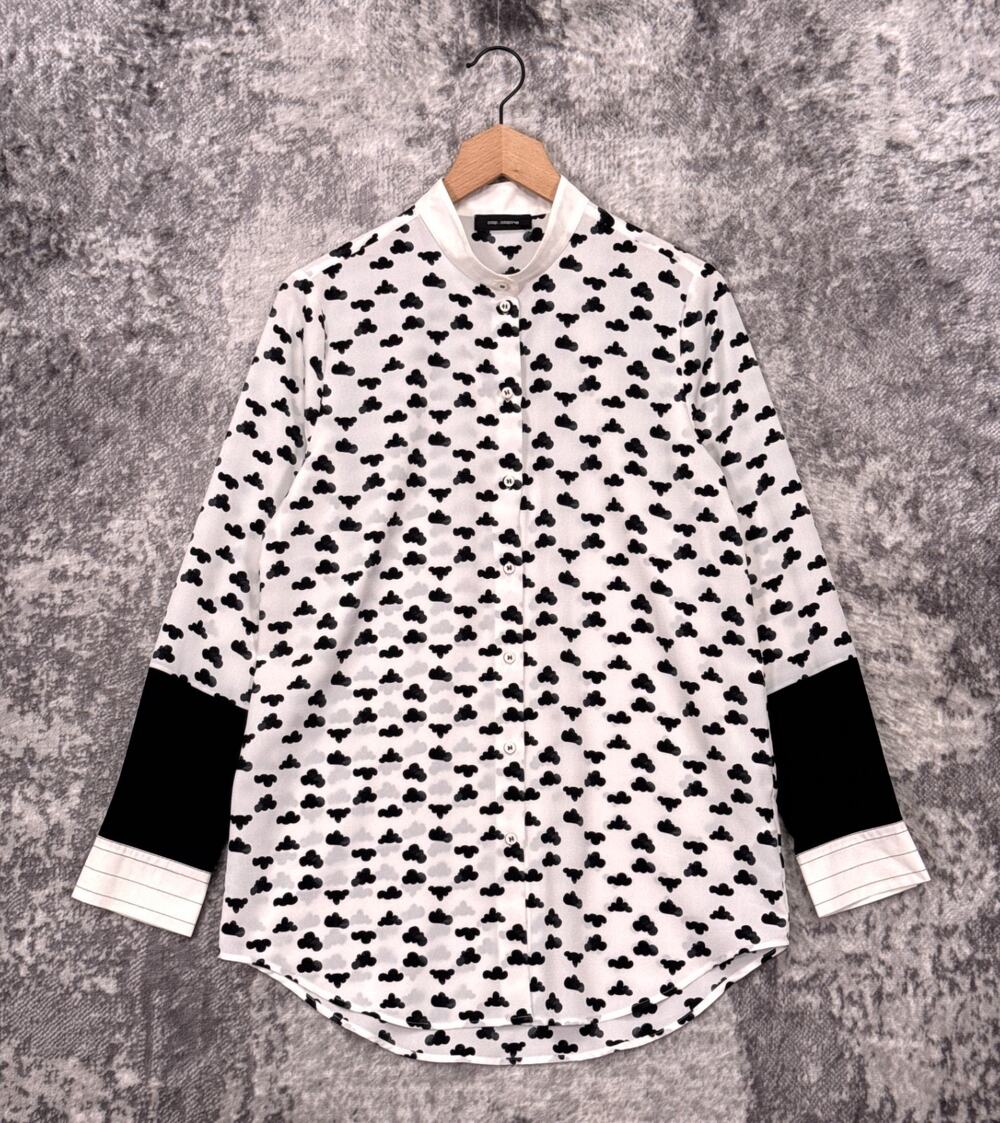 Cop Copine Top 38 / Small Womens Chiyou Mandarin Collar Cloud Print Blouse